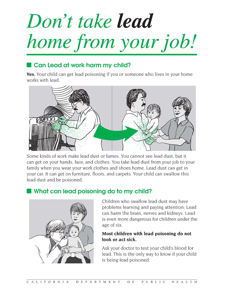 Screen shot of Don't Take Lead Home from Your Job brochure