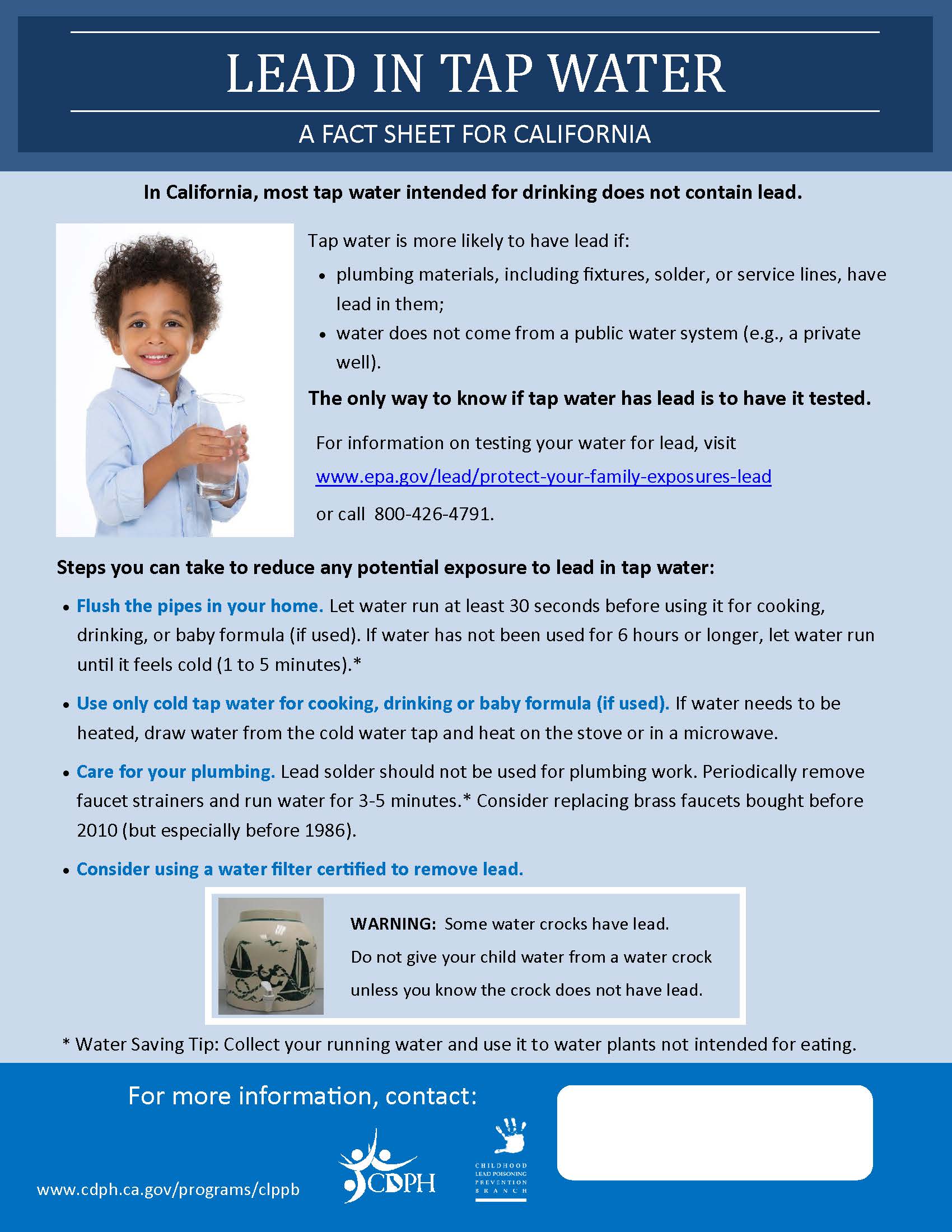 Screen shot of tap water flyer