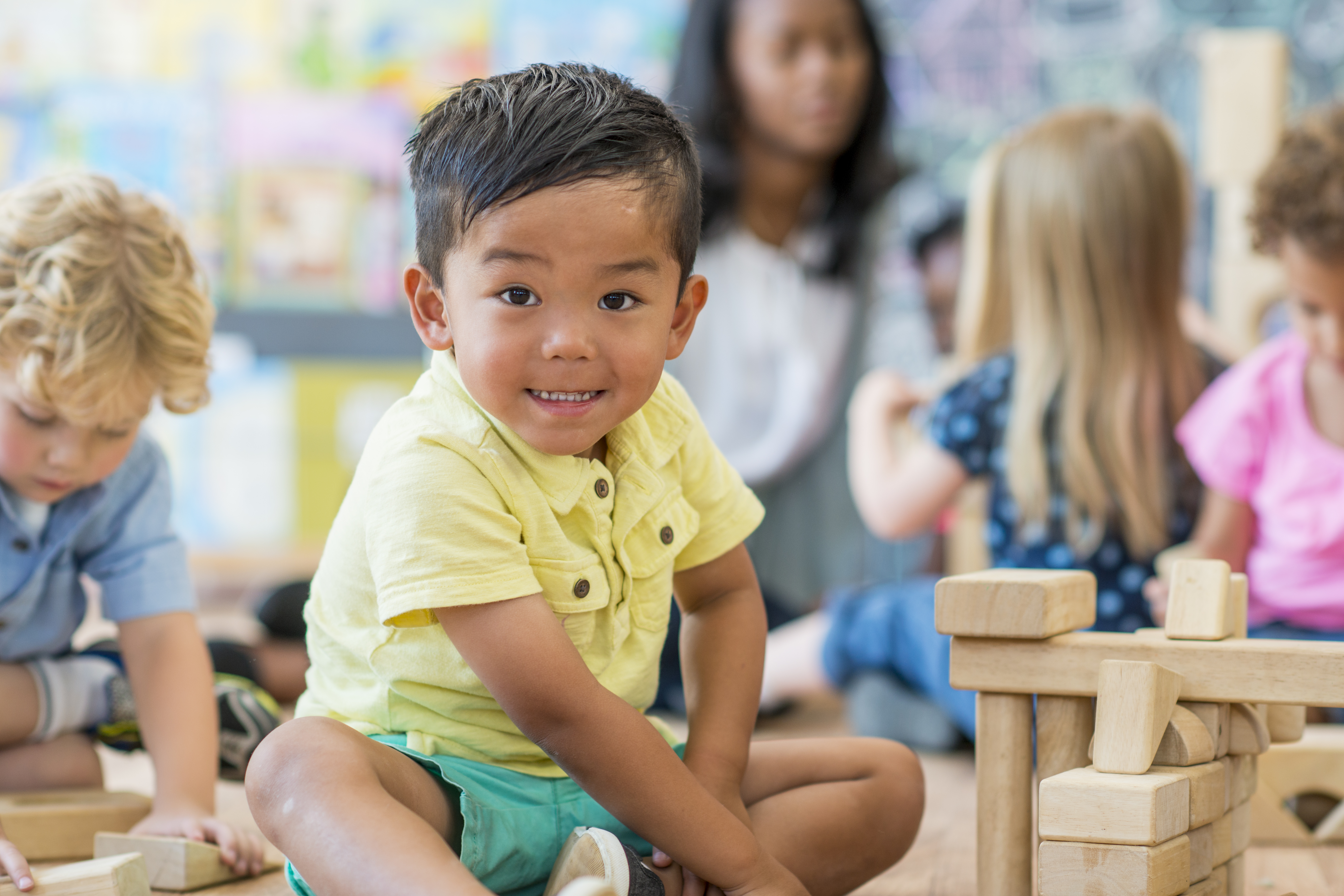 Child playing with blocks