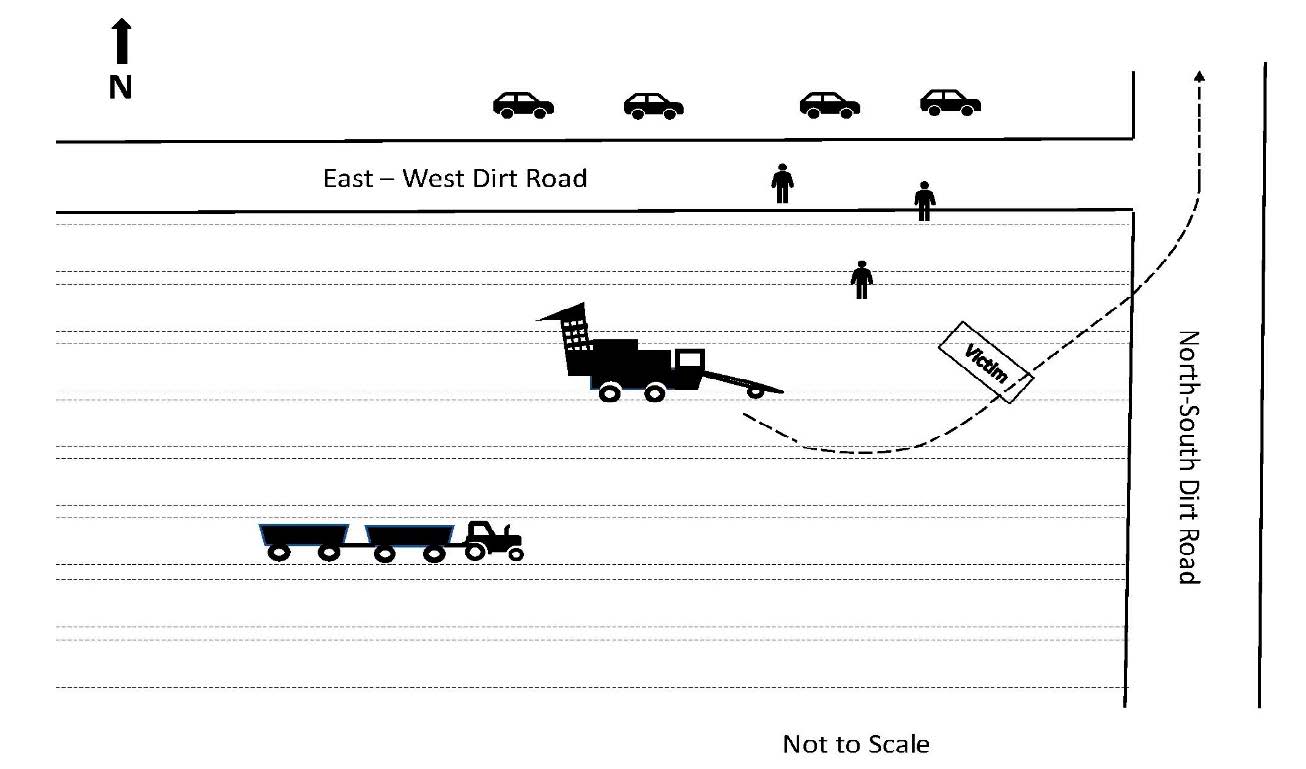 Black and white illustration of the incident scene