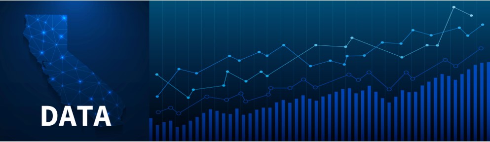 Image of California, bar graph, and line graphs Image of California, bar graph, and line graphs