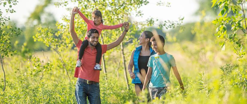 Family outdoors together