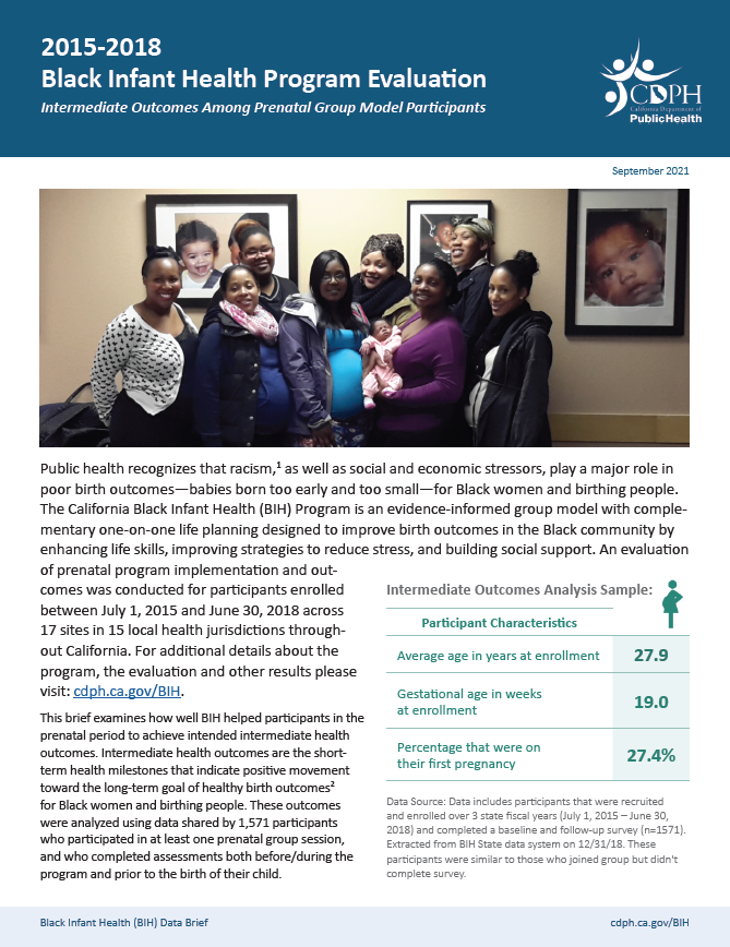 Preview of Intermediate Outcomes Among Prenatal Group Model Participants Preview of Intermediate Outcomes Among Prenatal Group Model Participants