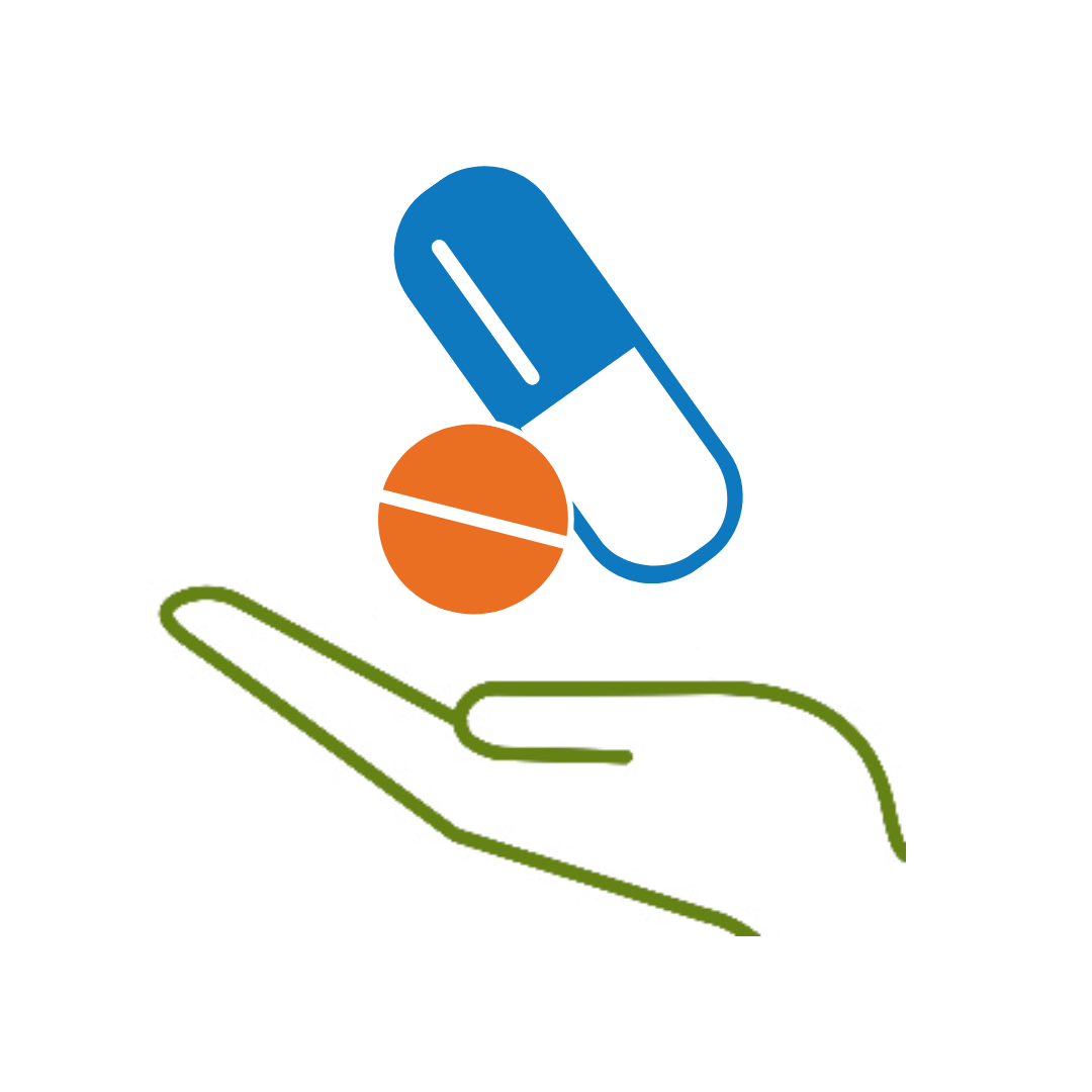 Antibiotic medications in an open hand