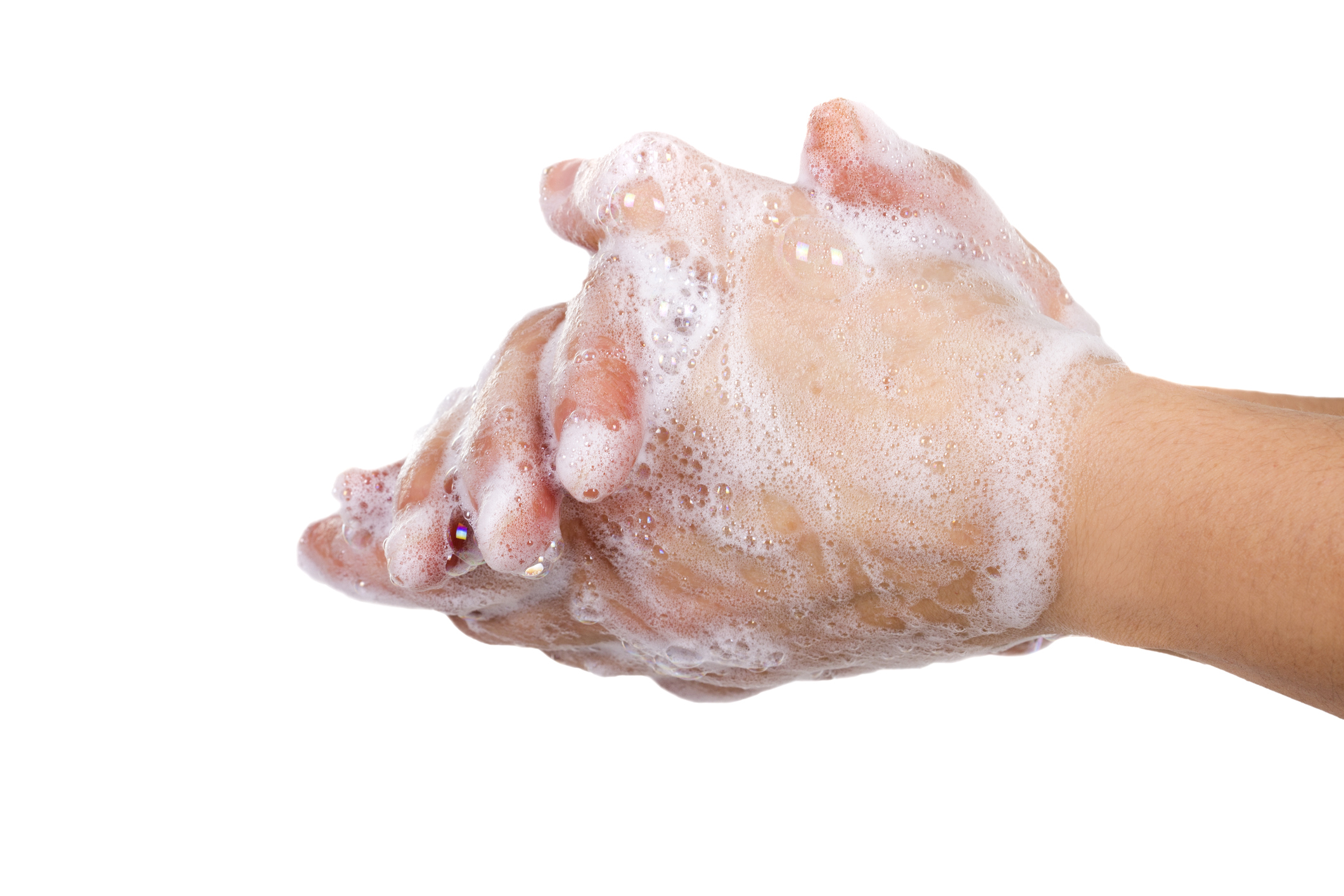Soapy hands being washed Soapy hands being washed