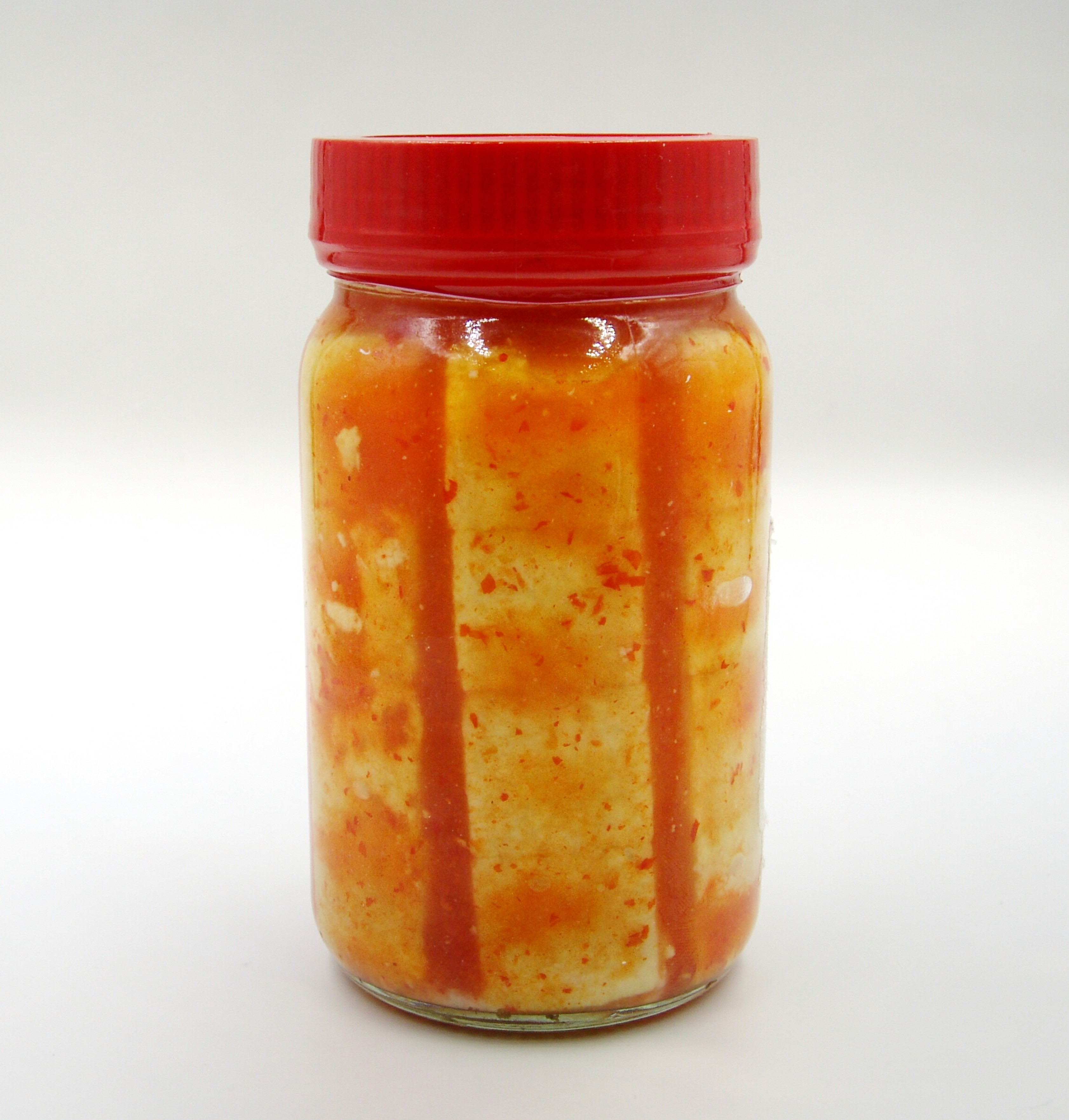Fermented tofu in glass jar