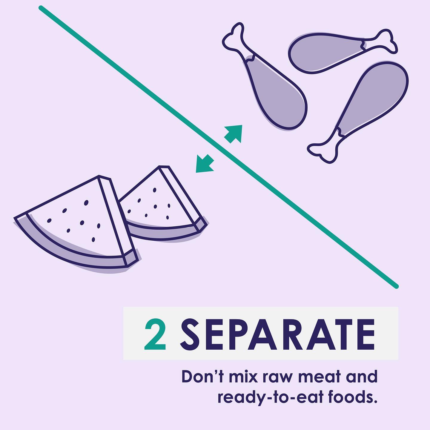 2. Separate - Don't mix raw meat and ready-to-eat foods. 