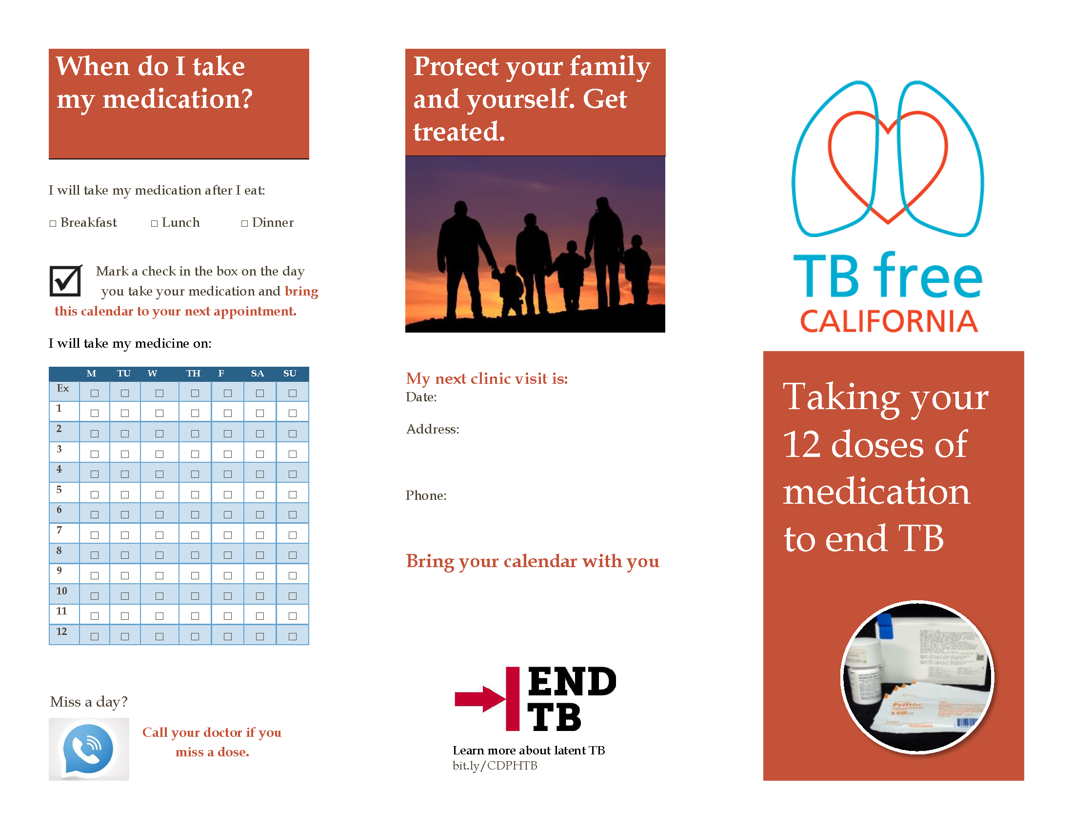 LTBI 3HP trifold handout available in English, Spanish, Vietnamese, and Chinese.
