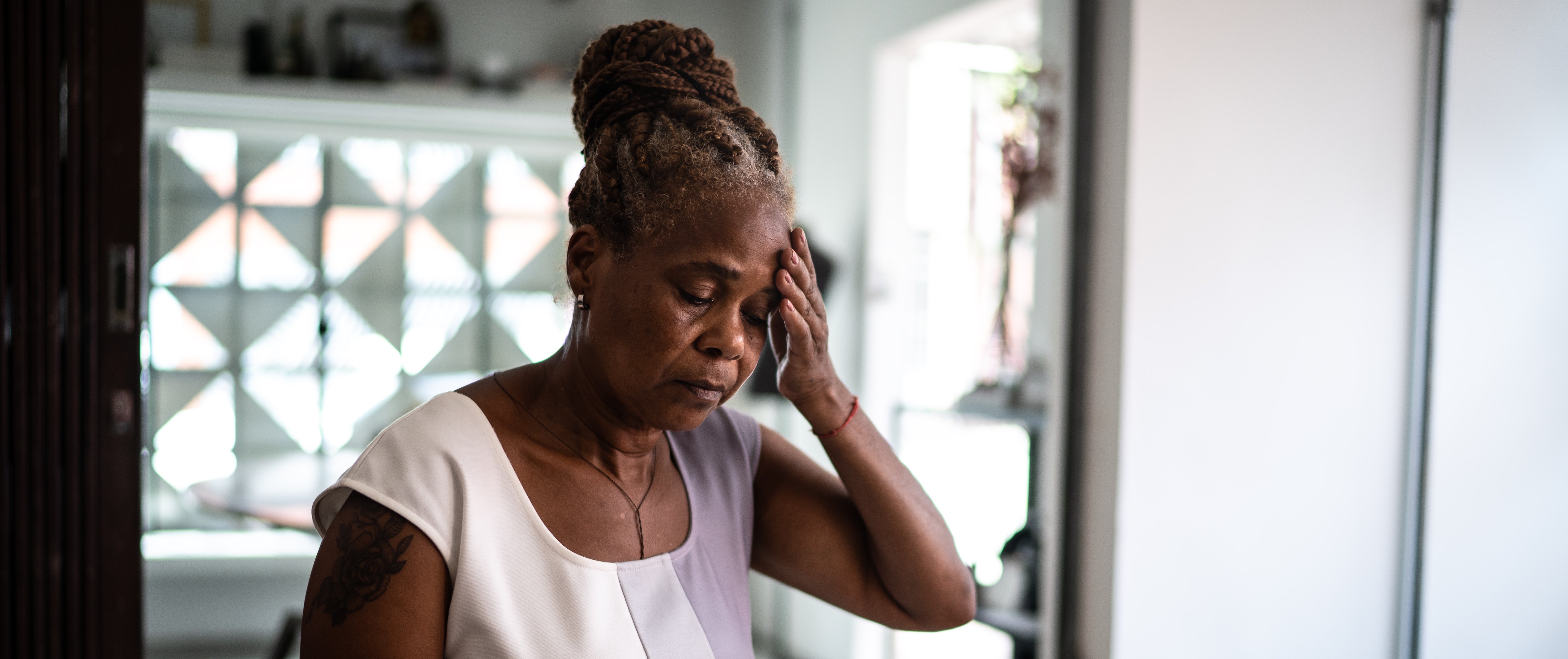 Woman not feeling well.