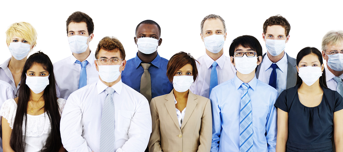 Group of people wearing N 95 masks 