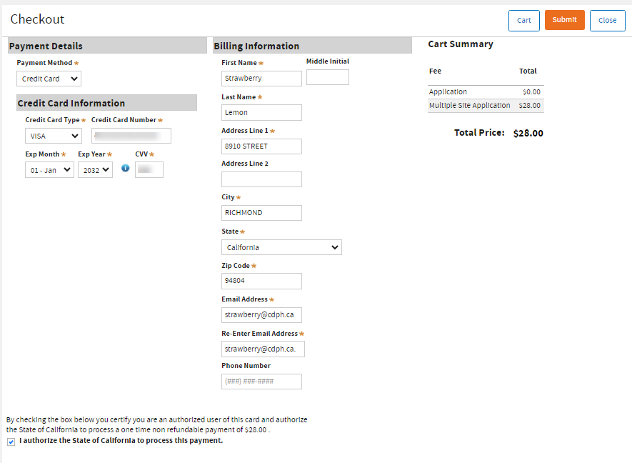 Checkout with Payment Details and Billing information Checkout with Payment Details and Billing information