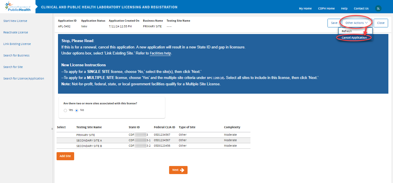 Encircled Other Actions and Cancel