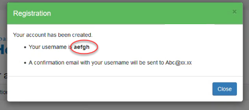 pop up window with your username