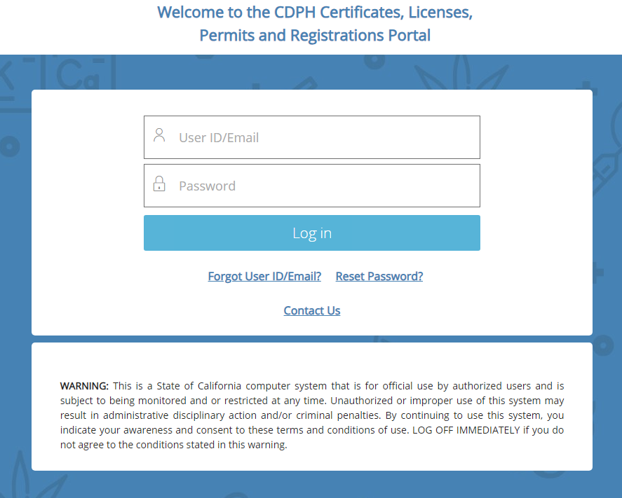 log in screen where you enter your username and password