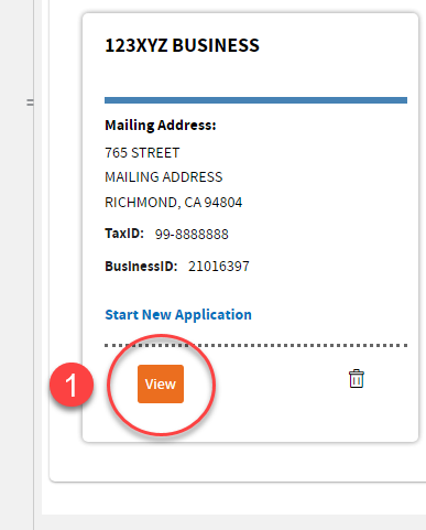 business box showing the View button