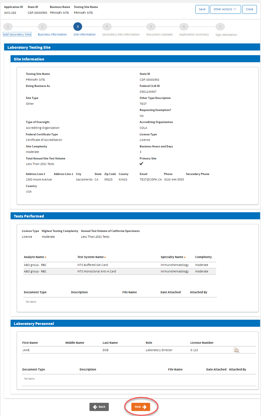 Review Primary Site information Review Primary Site information